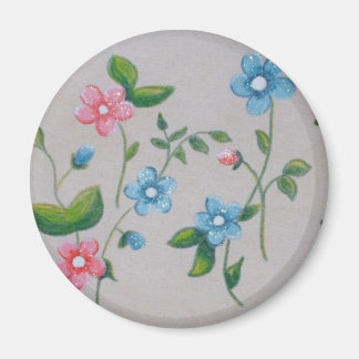 Little pink blue flowers magnet