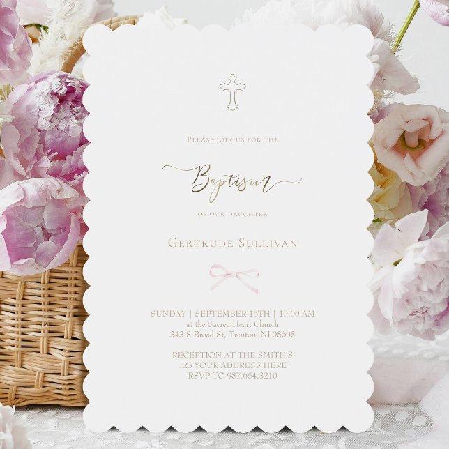 little pink bow | Baptism Invitation (Creator Uploaded)