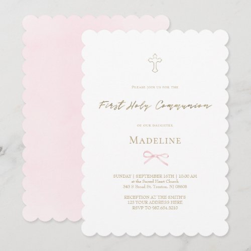 little pink bow First Holy Communion girl