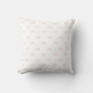 Little Pink Bow Pastel Feminine & Coquette Throw Pillow
