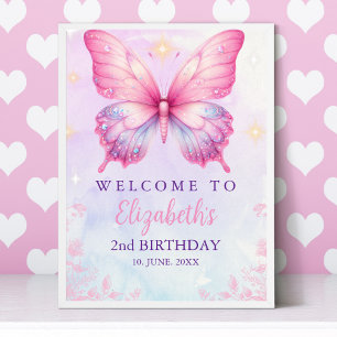 Little Pink Butterfly - Girls' Birthday Poster