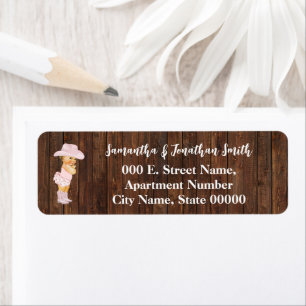 Little Pink Cowgirl Baby Shower Return Address Label