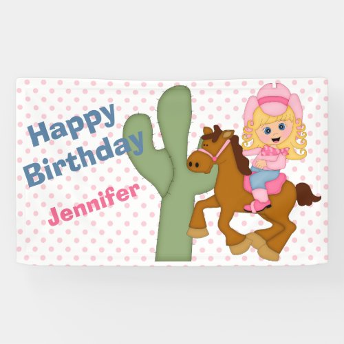 Little Pink Cowgirl Birthday Party Banner