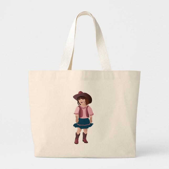 Little Pink Cowgirl Large Tote Bag (Front)