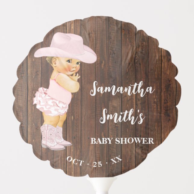 Little Pink Cowgirl Western Baby Shower Balloon (Front)