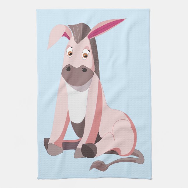 Little Pink Donkey - Kitchen Towel (Vertical)