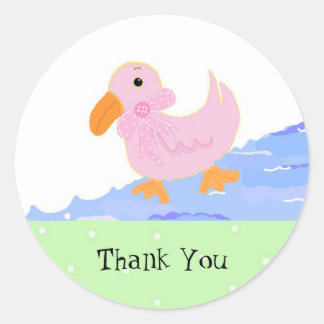 Little Pink Duck Thank You Classic Round Sticker