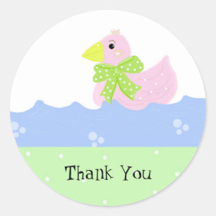 Little Pink Duck Thank You Classic Round Sticker