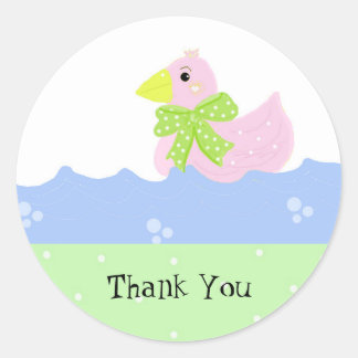 Little Pink Duck Thank You Classic Round Sticker