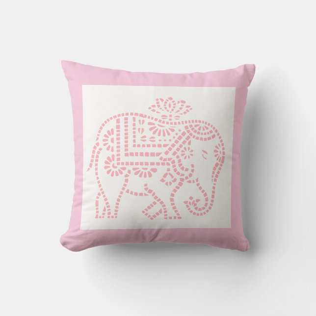 Little Pink Elephant Throw Pillow (Front)