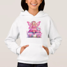 Little Pink Fairy Sitting on a Mushroom