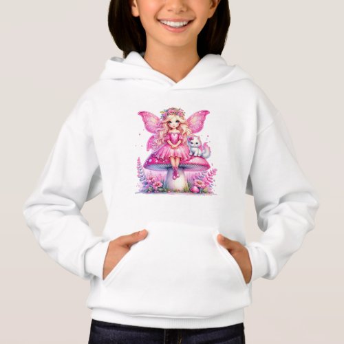 Little Pink Fairy Sitting on a Mushroom Hoodie