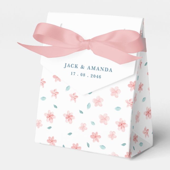 Little Pink Floral Chic Wedding Favor Box (Front Side)