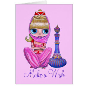 Little Pink Genie Purple Magic Bottle Make a Wish Cards