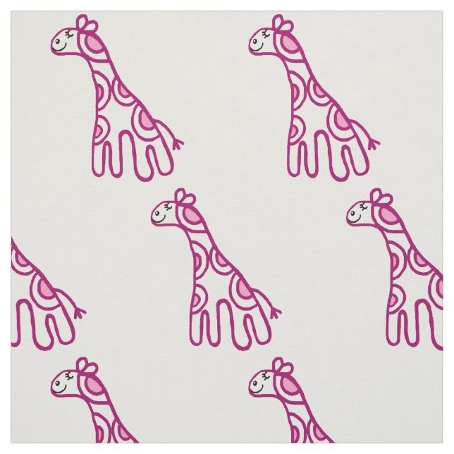 Little pink giraffe nursery print fabric (Swatch)