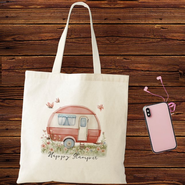 Little Pink Glamper Camper with Butterflies Tote Bag (Creator Uploaded)