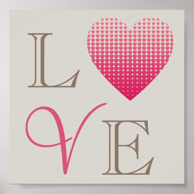 Little pink hearts Love red gray background Poster (Front)