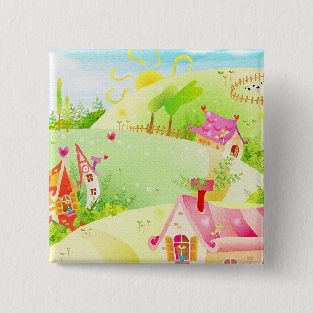 little pink houses button (Front)