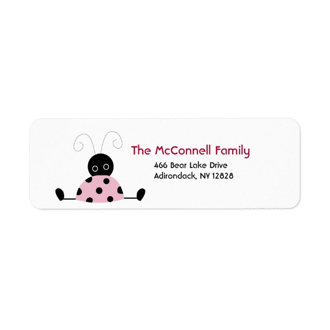 Little Pink Ladybug PRINTABLE ADDRESS LABELS (Front)