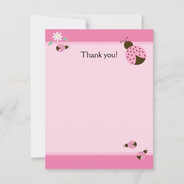 Little Pink Ladybugs Flat Matte Thank you note (Front)