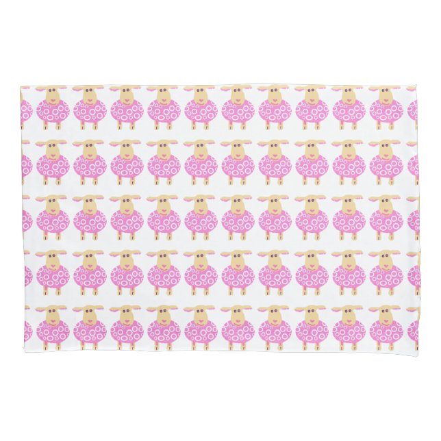 Little pink lambs pillow case (Front)