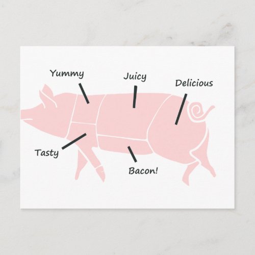 Little Pink Piggie with Tasty Labels Postcard