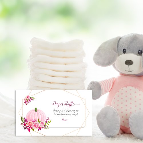 Little Pink Pumpkin Baby Diaper Raffle Enclosure Card