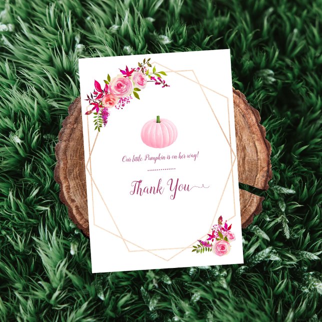 Little Pink Pumpkin Baby Shower Thank You Card (Creator Uploaded)