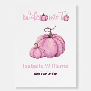 Little pink Pumpkin Baby Shower Welcome Sign
