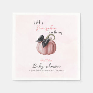 Little pink pumpkin bow is on the way napkins