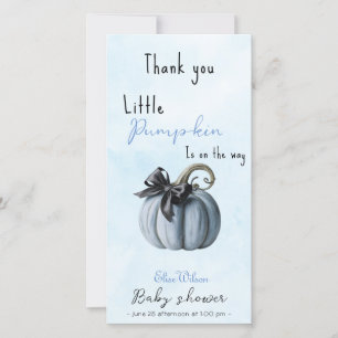 Little pink pumpkin bow is on the way thank you card