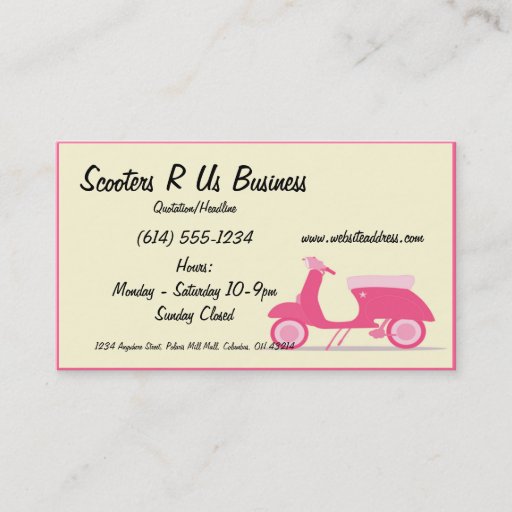 Customizable Little Pink Scooter Business Cards