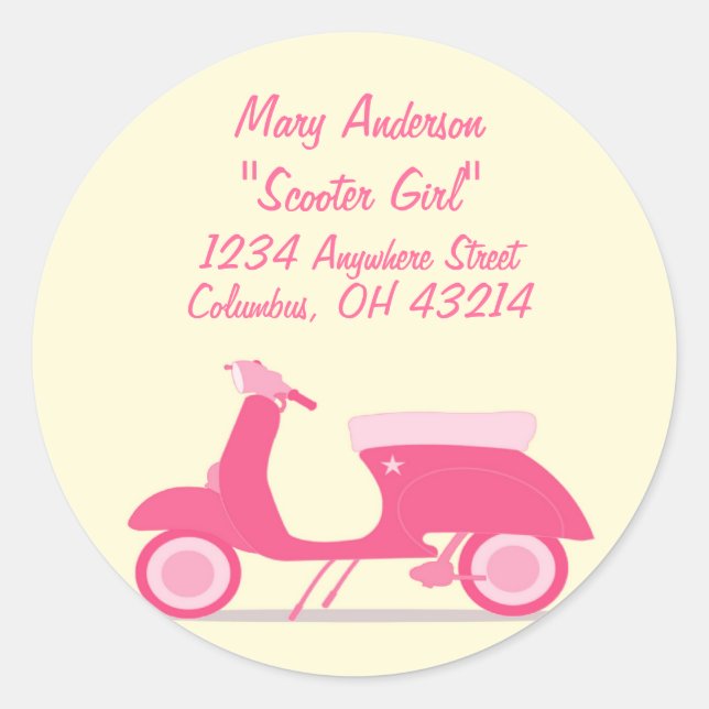 Little Pink Scooter Return Address Labels (Front)