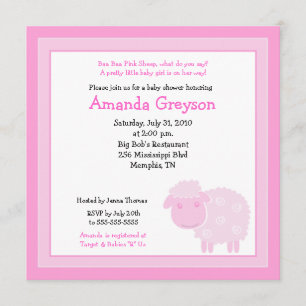 Little Pink Sheep Farm 5x5 Baby Shower Invitation