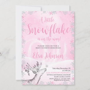 Little Pink Snowflake Girl Baby Shower Invitation