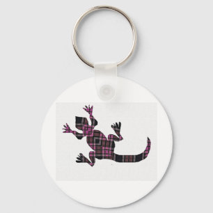 little pink tartan gekko lizard keychain