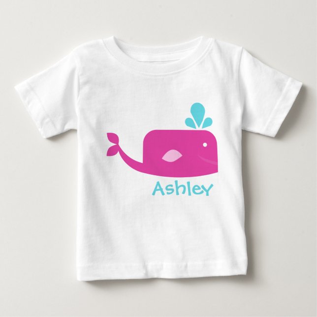 Little Pink Whale Personalized Baby T-Shirt (Front)