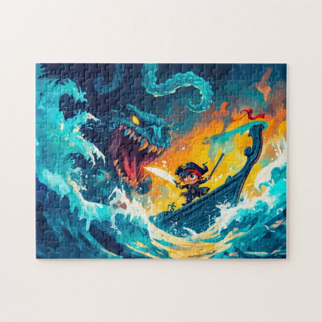 Little Pirate Battling a Sea Monster on the High S Jigsaw Puzzle (Horizontal)