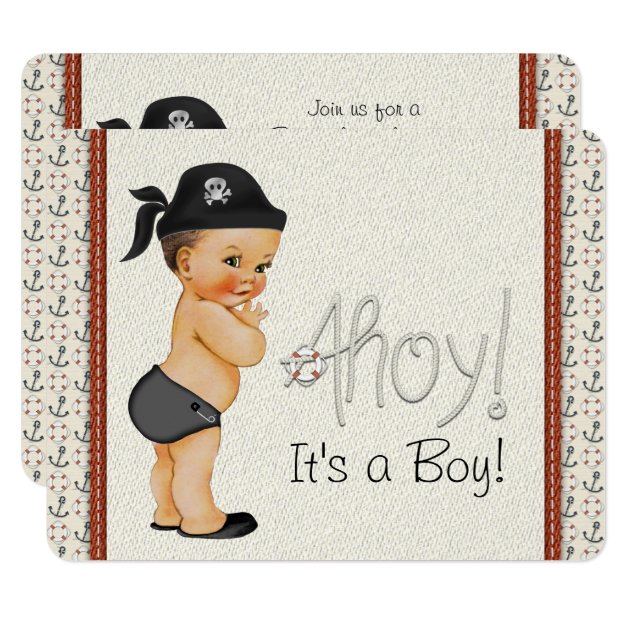 Little Pirate Boys Nautical Baby Shower Invitation