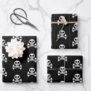 Little Pirate Kids Skull and Crossbones Birthday  Wrapping Paper Sheets