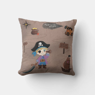 little pirate searching for treasure throw pillow