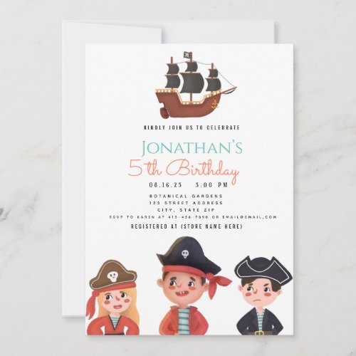 Little pirates of the 5st Birthday Announcement