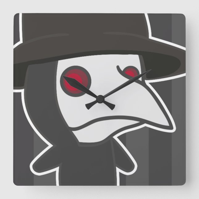 Little Plague Doctor Square Wall Clock (Front)