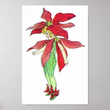 Little Poinsettia Girl  Poster by AsTimeGoesBy at Zazzle