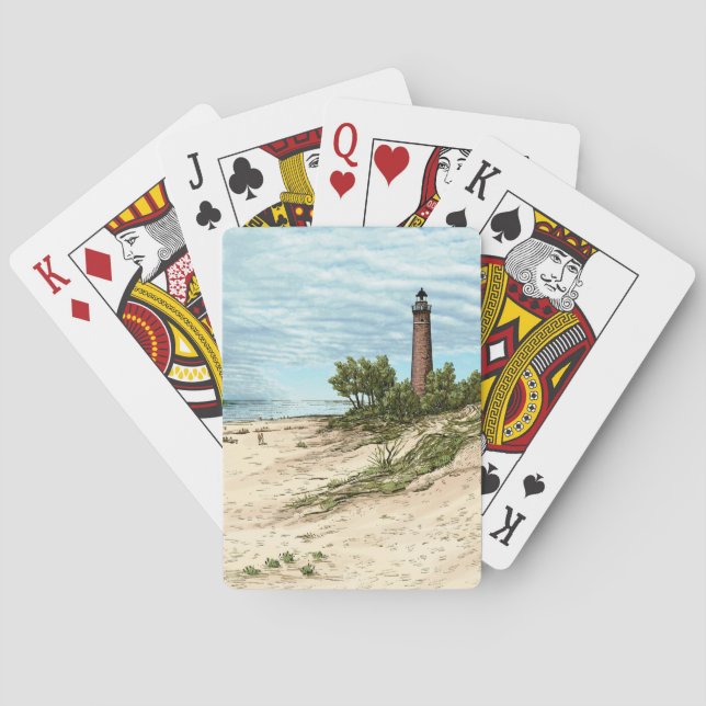 Little Point Sable Lighthouse Michigan Poker Cards (Back)