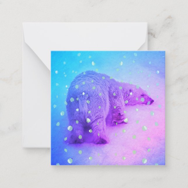 Little Polar Bear putting his head on the snow Note Card (Front)
