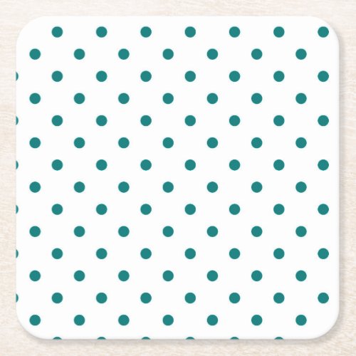Little Polkadots _ Teal Square Paper Coaster