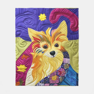 Little Pom Puppy Quilt Like Design Fleece Blanket