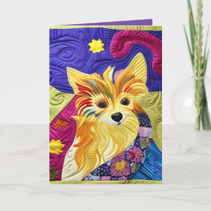 Little Pom Puppy Quilt Like Design Thank You Card