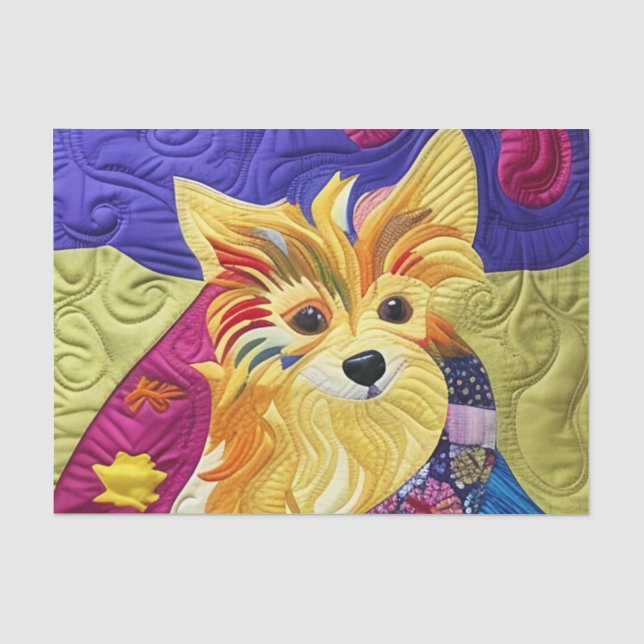 Little Pom Puppy Quilt Like Design Tissue Paper (Front)